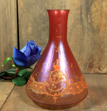Vaso de vidro antigo boêmio cranberry Art Nouveau Moser pintado à mão esmaltado comprar usado  Enviando para Brazil