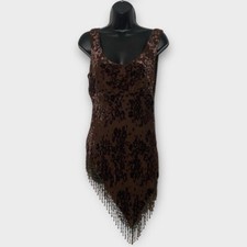 Usado, Vestido Cache VTG Y2K chocolate marrom veludo burnout assimétrico bainha frisada tamanho 4 comprar usado  Enviando para Brazil