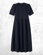 Vestido midi feminino Ex ME+EM gaze com babado relaxado azul marinho RRP £150 comprar usado  Enviando para Brazil