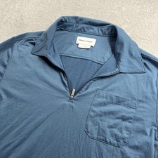 Camisa polo Ministry of Supply Merino com zíper azul grande desempenho lã golfe comprar usado  Enviando para Brazil