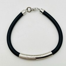 Pulseira de tubo de borracha preta prata esterlina estampada 925 Itália serve para pulso de 7" comprar usado  Enviando para Brazil