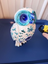 Usado, Alvino Bagni cerâmica coruja cerâmica italiana azul floral esmalte craquelado olhos de joia comprar usado  Enviando para Brazil