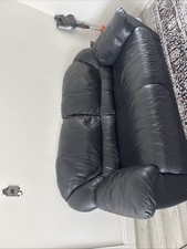 Black leather sofa for sale  NORTHOLT