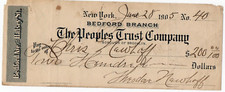 Usado, The Peoples Trust Company Bedford Brooklyn Check 28 de junho de 1905 7L comprar usado  Enviando para Brazil