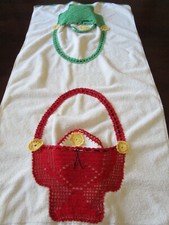 Vintage Hand Crocheted Flower Baskets 2 Washcloths Terry Bath Towel Haynes comprar usado  Enviando para Brazil