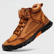 Usado, Botas de tornozelo masculinas clássicas de couro genuíno macio tênis casuais feitos à mão comprar usado  Enviando para Brazil