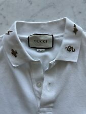 Polo masculino Gucci branco algodão piquet logotipo dourado ícone especial Florença Itália abelhas comprar usado  Enviando para Brazil