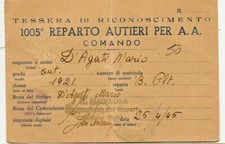 Tessera 1005 reparto usato Tessera 1005 reparto usato  Zerbolo