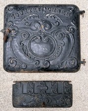 Usado, Berloque de campo antigo de ferro fundido ornamentado portas de fogão a lenha elétricas 19,25X17,5 bom comprar usado  Enviando para Brazil