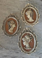Conjunto Vintage de 3 Estilo Vitoriano Cameo Feminino Silhueta Arte de Parede Decoração Lote 3D comprar usado  Enviando para Brazil
