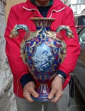Grande Vaso Ceramica Lustro Angeli Raffaellesche Manici Drago Gualdo Tadino 1920 na sprzedaż  Wysyłka do Poland
