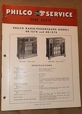Rádio fonógrafo PHILCO HOME SERVICE MODELO 48-1274 1276 1947 22p peças esquemáticas comprar usado  Enviando para Brazil
