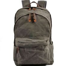 Usado, Mochila masculina impermeável de cera de óleo lona + couro real bolsa de viagem esportiva bolsa de livro G comprar usado  Enviando para Brazil