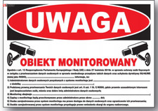 ZI-57 - TABLICA - UWAGA obiekt monitorowany - RODO LIBRES POLSKA SP , używany na sprzedaż  PL