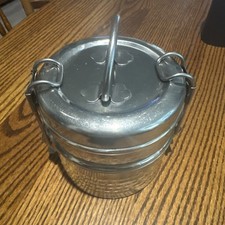 Lancheira de aço inoxidável feita à mão linda caixa Tiffin clipe transportadora Bento Box comprar usado  Enviando para Brazil
