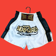 Shorts de boxe Muay Thai adulto tecido de cetim letra dourada bordado Muay MMA chute comprar usado  Enviando para Brazil