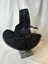 Fantasia chapéu bruxa peruca roxa rosetas pretas rede pena pluma gargantilha anel, usado comprar usado  Enviando para Brazil