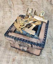 Instrumento de navegación náutica vintage de latón sextante con caja de cuero regalo segunda mano  Embacar hacia Mexico