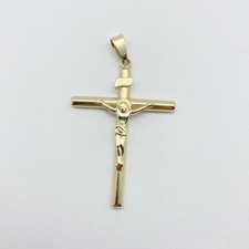 Pingente de crucifixo oco de ouro amarelo 14k 2 pol. 2,1 g comprar usado  Enviando para Brazil