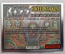 Cartão de loteria KISS oficial 1998-'99 vencedor instantâneo não usado sorteio - carro beijo comprar usado  Enviando para Brazil
