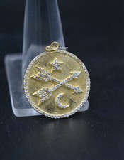 Lindo pingente de berloque de diamante prata designer de disco, pingente feito à mão joia, usado comprar usado  Enviando para Brazil