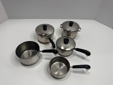 Mini panelas infantis Revere Ware, pote de estoque fundo folheado a cobre com tampas comprar usado  Enviando para Brazil