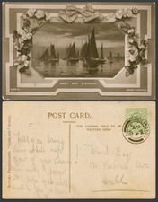 Cartão postal antigo 1910 pesca flor transporte porto veleiros pescadores mar profundo, usado comprar usado  Enviando para Brazil