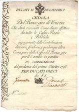Cupom Bancononote italiano 10 Ducati Banco Turn of Venice 1798 Áustria comprar usado Cupom Bancononote italiano 10 Ducati Banco Turn of Venice 1798 Áustria comprar usado  Enviando para Brazil