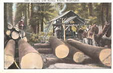 LOGGING com DONKEY "eugene, oregon "- 1920s LOGGING / cartão postal de serraria / G comprar usado  Enviando para Brazil