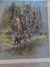 Aquarelle scène chasse d'occasion  Ussac