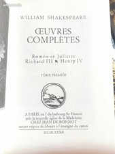 Shakespeare jean bonnot d'occasion  Évreux