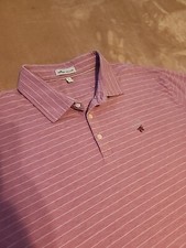 Camisa polo masculina de golfe PRISTINE Peter Millar algodão seda listra rosa GG comprar usado  Enviando para Brazil