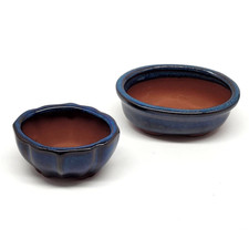 Conjunto de 2 mini potes bonsai de cerâmica azul vitrificada comprar usado  Enviando para Brazil