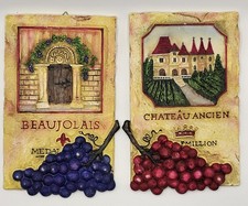 Usado, Conjunto de 2 placas de vinho de resina. Uvas vermelhas antigas Beaujolais-roxas e Chateâu comprar usado  Enviando para Brazil