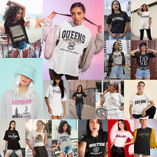 Camiseta Feminina Feminina Manga Curta Slogan Ajuste Baggy Camisetas Camiseta comprar usado  Enviando para Brazil