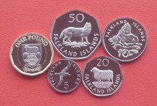 Usado, Ilhas Malvinas 2023 Charles III 5 centavos - libra 5 moedas conjunto perfeito vintage: 595 comprar usado  Enviando para Brazil
