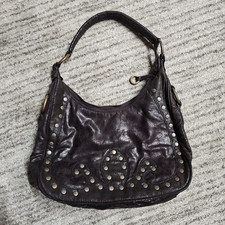 Usado, Bolsa estilo hobo vintage couro marrom desgastado tachas de bronze couro amanteigado macio comprar usado  Enviando para Brazil