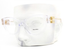 Óculos Miu Miu VMU 01V 2AZ-1O1 logotipo ouro transparente polido 52mm com estojo, usado comprar usado  Enviando para Brazil