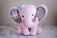 Usado, Anuncio personalizado de estadísticas de nacimiento de bebé recién nacido, felpa de elefante relleno.  segunda mano  Embacar hacia Argentina