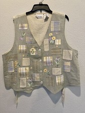 Chaleco Pata de Gallo Beige Vintage Patchwork Bordado Flores Cottagecore Talla XL segunda mano  Embacar hacia Mexico