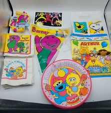 Usado, Suprimentos vintage para decoração de festa de aniversário dos anos 90 Sesame Street, Barney, Peanut, Power comprar usado  Enviando para Brazil