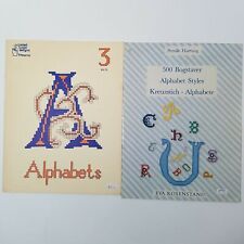 Lot 2 Alphabet Cross Stitch Books Gochenour Gothic Eva Rosenstand 500 Bogstaver, usado comprar usado  Enviando para Brazil