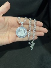 Corrente de prata esterlina 925 masculina feminina cabeça de Jesus Deus Sagrado Coração e Fígaro 26 30 comprar usado  Enviando para Brazil
