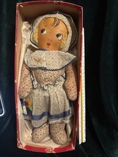 Krueger vintage de 12 pol.? Boneca bebê de pano com vestido floral rosa EUA rosto pintado à mão comprar usado  Enviando para Brazil