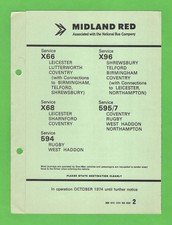 Midland red timetable for sale  BIRMINGHAM