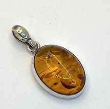 Amber pendant stirling for sale  NOTTINGHAM