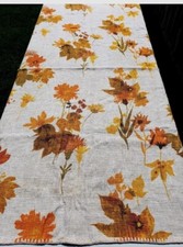 Toalha de mesa de linho vintage laranja ouro floral serigrafia rústica 46x68 retangular comprar usado  Enviando para Brazil