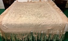 Xale de piano antigo tampo de mesa década de 1920 64 por 64 em bordado de seda, casamento comprar usado  Enviando para Brazil
