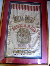 Antiguo saco de harina de monarca bordado arte popular de Harve, Montana c. 1900 segunda mano  Embacar hacia Mexico