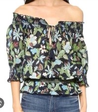 Blusa Tory Burch tamanho EUA 12 glicínias floral escura chalé fora do ombro comprar usado  Enviando para Brazil
